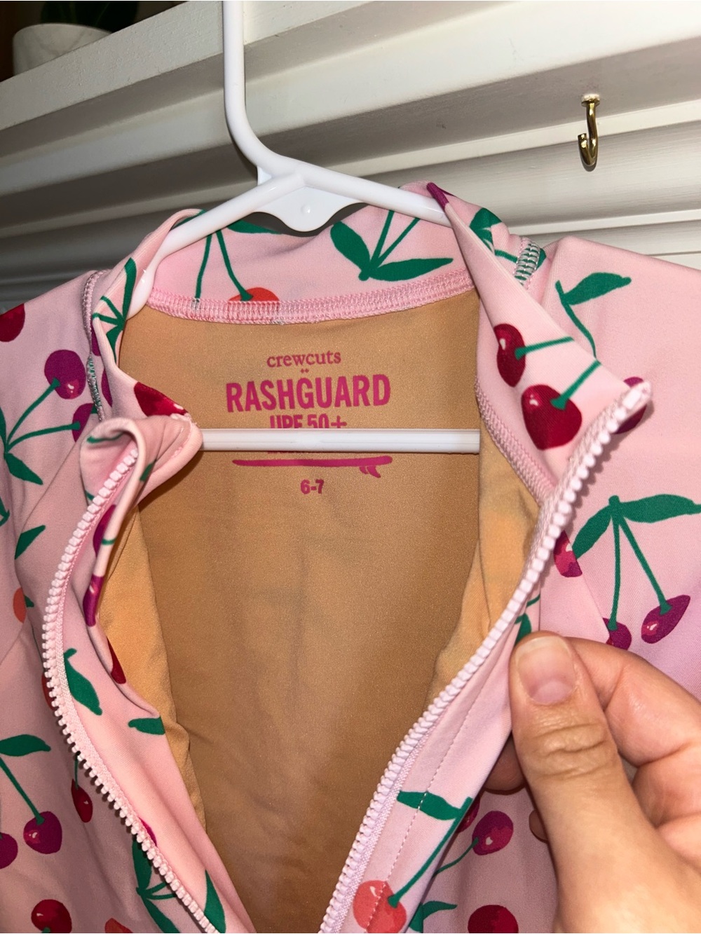 Girls Crewcuts Rashguard Swimsuit Size 6-7 Cherries - Picture 2 of 3